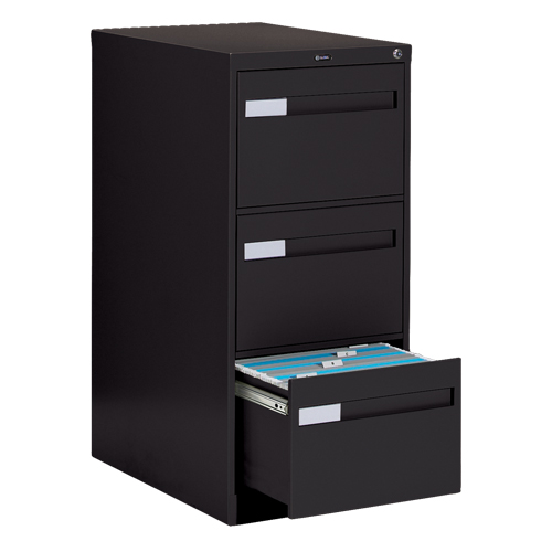 Vertical Filing Cabinet with Recessed Drawer Handles, 3 Drawers, 18.15" W x 26.56" D x 40" H, Black Rideout Tool & Machine Inc.