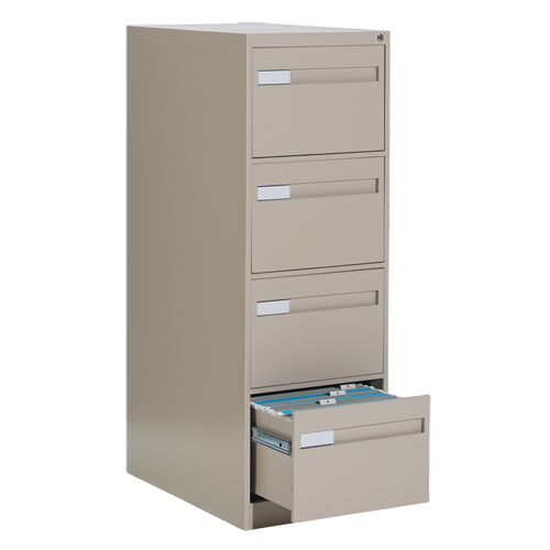 Vertical Filing Cabinet with Recessed Drawer Handles, 4 Drawers, 18.15" W x 26.56" D x 52" H, Beige Rideout Tool & Machine Inc.