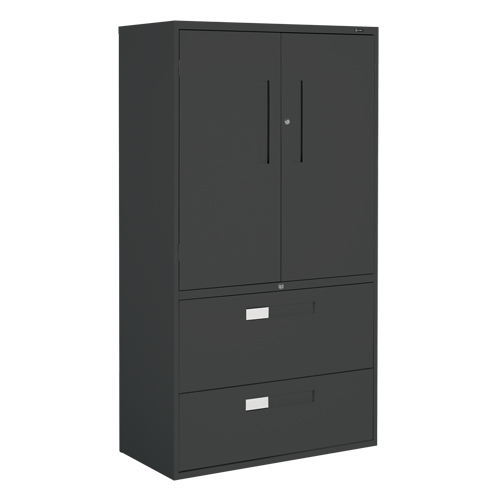 Multi-Stor Cabinet, Steel, 3 Shelves, 65-1/4" H x 36" W x 18" D, Black Rideout Tool & Machine Inc.