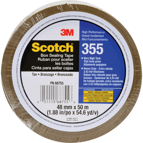 Ruban d'emballage Scotch 355, Adh&eacute;sif Thermofusible, 3,4 mils, 48 mm (1-22/25") x 50 m (164') Rideout Tool & Machine Inc.