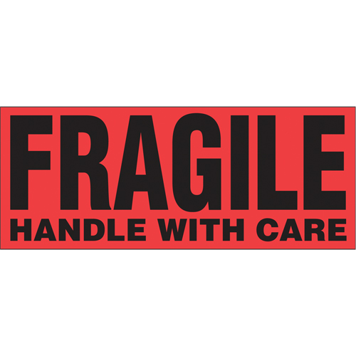 "Fragile Handle with Care" Special Handling Labels, 5" L x 2" W, Black on Red Rideout Tool & Machine Inc.