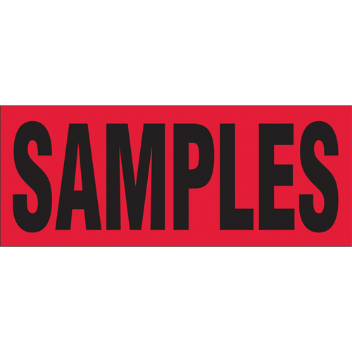 "Samples" Special Handling Labels, 5" L x 2" W, Black on Red Rideout Tool & Machine Inc.