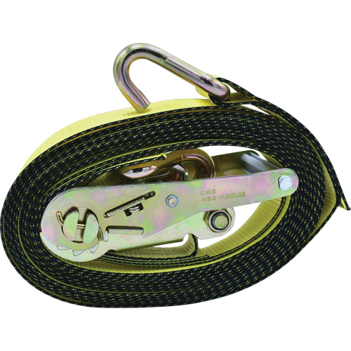 Ratchet Tie-Down, J-Hook, 2" W x 16' L, 10000 lbs. Working Load Limit Rideout Tool & Machine Inc.