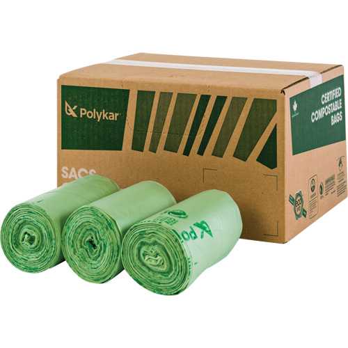 Certified Compostable Bags, Regular, 48" L x 42" W, Clear, 242 L (55 Gal.) Capacity Rideout Tool & Machine Inc.
