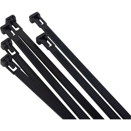 Re-Usable Cable Tie, 8" Long, 50 lbs. Tensile Strength, Black Rideout Tool & Machine Inc.
