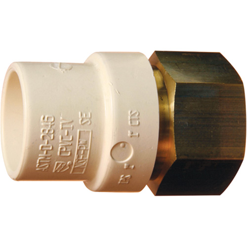 Threaded Pipe Adapter, Hub x FPT, 1-1/4" Dia., Brass/CPVC Rideout Tool & Machine Inc.