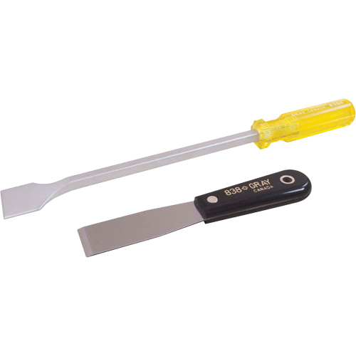 2-Piece Scraper Set, Carbon Steel Blade, 1-1/2"/1-1/4" Wide, Plastic Handle Rideout Tool & Machine Inc.