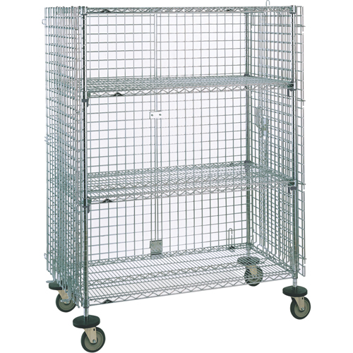Security Carts, Chrome Plated, 21-1/2" x 68-1/2 x 38-1/2", 500 lbs. Capacity Rideout Tool & Machine Inc.