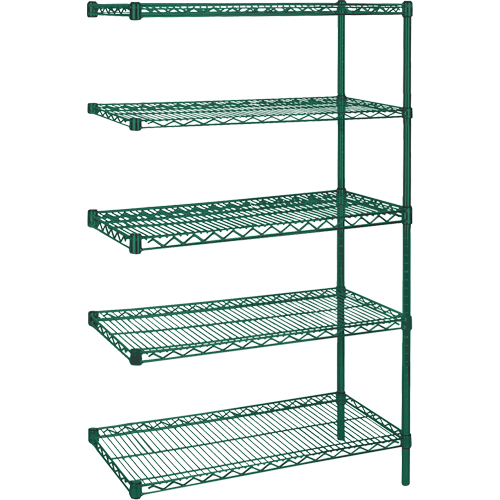 &eacute;tag&egrave;res robustes en treillis m&eacute;tallique au fini &eacute;poxy vert, Ensemble de Ajout, 5 Tablettes, 30" la x 74" h x 14" p Rideout Tool & Machine Inc.
