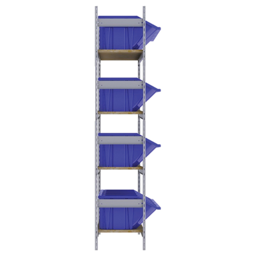 Wide Span Shelving with Jumbo Plastic Bins, Steel, Boltless, Starter, 66" W x 72" H x 18" D Rideout Tool & Machine Inc.