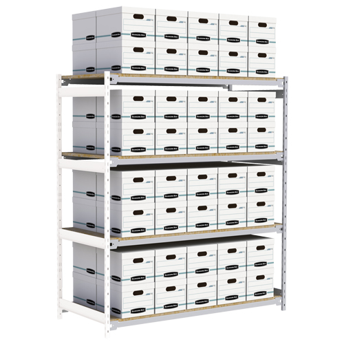 Wide Span Record Storage Shelving, Steel, 4 Shelves, 72" W x 32" D x 84" H, Add-On Kit Rideout Tool & Machine Inc.