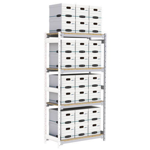 Wide Span Record Storage Shelving, Steel, 4 Shelves, 42" W x 18" D x 84" H, Add-On Kit Rideout Tool & Machine Inc.