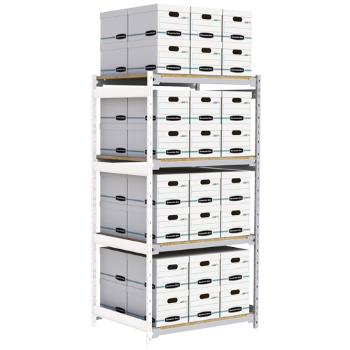 Wide Span Record Storage Shelving, Steel, 4 Shelves, 42" W x 32" D x 84" H, Add-On Kit Rideout Tool & Machine Inc.