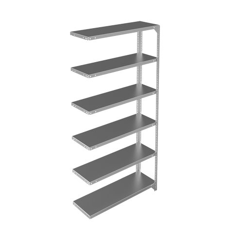 Shelving Unit, Galvanized Steel, Slotted Angle, 400 lbs. Capacity, 36" W x 72" H x 12" D Rideout Tool & Machine Inc.