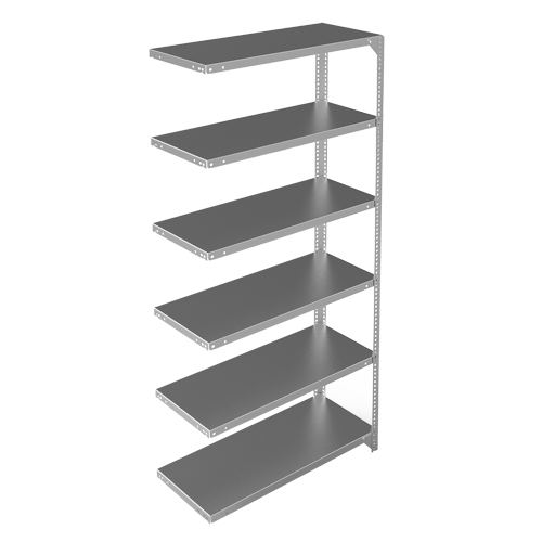 Shelving Unit, Galvanized Steel, Slotted Angle, 400 lbs. Capacity, 36" W x 72" H x 15" D Rideout Tool & Machine Inc.