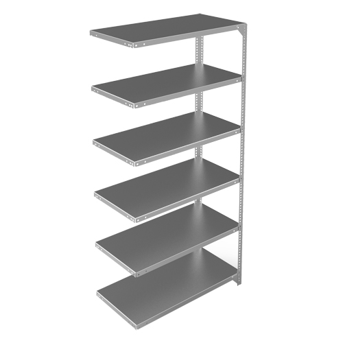 Shelving Unit, Galvanized Steel, Slotted Angle, 400 lbs. Capacity, 36" W x 72" H x 18" D Rideout Tool & Machine Inc.