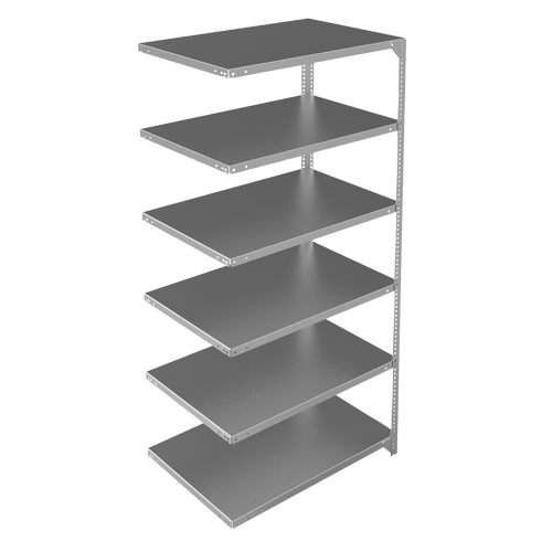 Shelving Unit, Galvanized Steel, Slotted Angle, 400 lbs. Capacity, 36" W x 72" H x 24" D Rideout Tool & Machine Inc.