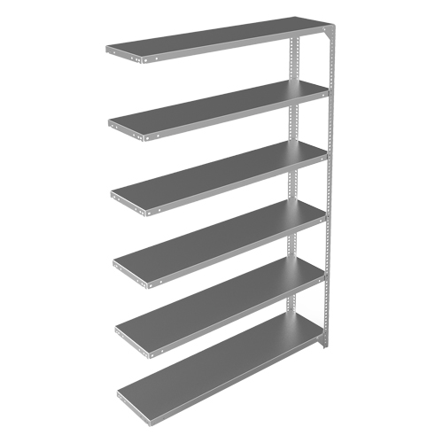 Shelving Unit, Galvanized Steel, Slotted Angle, 300 lbs. Capacity, 48" W x 72" H x 12" D Rideout Tool & Machine Inc.