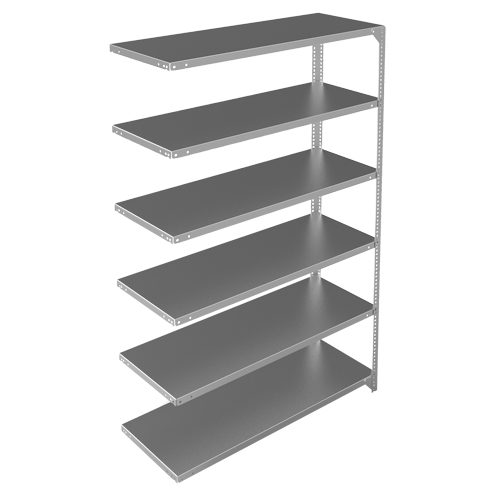 Shelving Unit, Galvanized Steel, Slotted Angle, 275 lbs. Capacity, 48" W x 72" H x 18" D Rideout Tool & Machine Inc.