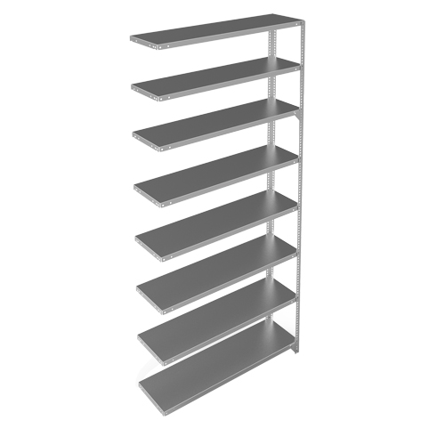 Shelving Unit, Galvanized Steel, Slotted Angle, 300 lbs. Capacity, 48" W x 96" H x 12" D Rideout Tool & Machine Inc.