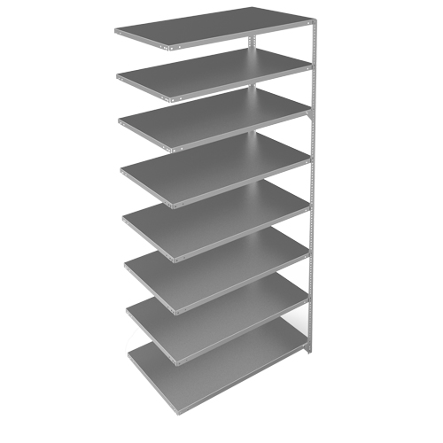 Shelving Unit, Galvanized Steel, Slotted Angle, 275 lbs. Capacity, 48" W x 96" H x 24" D Rideout Tool & Machine Inc.