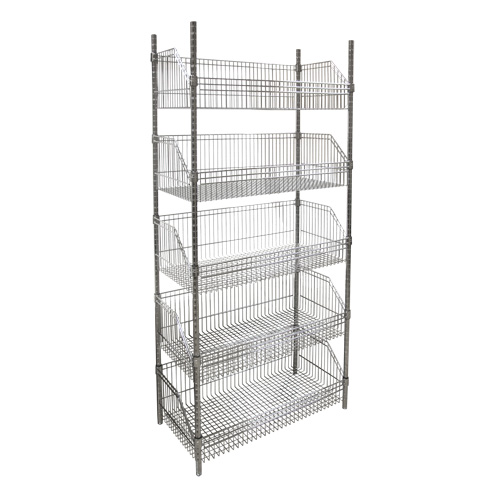 Wire Basket Shelving Unit, 5 Tiers, 48" W x 74" H x 24" D Rideout Tool & Machine Inc.