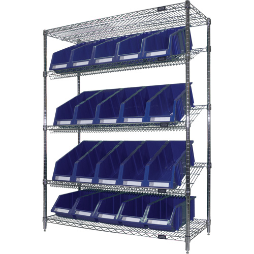 &eacute;tag&egrave;re en treillis m&eacute;tallique &agrave; tablettes inclin&eacute;es avec bacs, Tiers 5, 48" la x 63" h x 18" p Rideout Tool & Machine Inc.