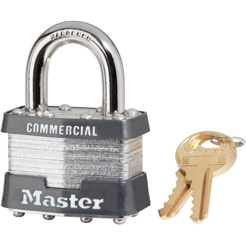 Commercial Padlock, Silver, Keyed Different, Laminated Steel, 1-9/16" Width Rideout Tool & Machine Inc.