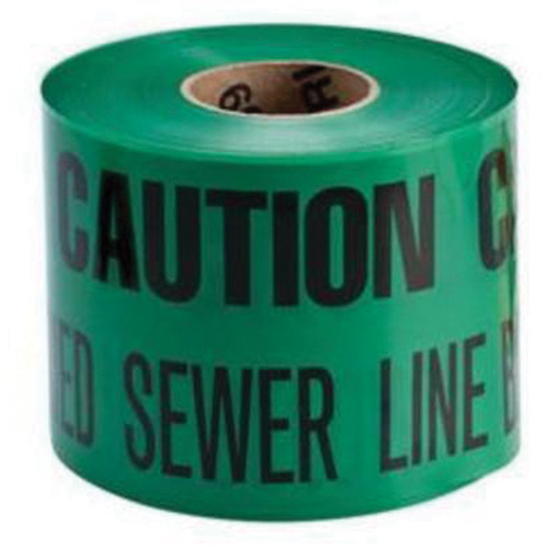 "Buried Sewer Line" Identoline&reg; Underground Warning Tape, 6" W x 1000' L, Black on Green Rideout Tool & Machine Inc.