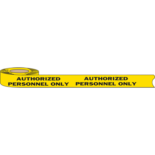 Rubans pour barricades, Anglais, 3" la x 1000' lo, 2 mils, Noir sur jaune Rideout Tool & Machine Inc.