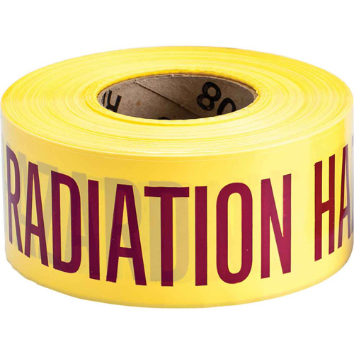 Barricade Tape, English, 3" W x 200' L, 3 mils, Magenta on Yellow Rideout Tool & Machine Inc.