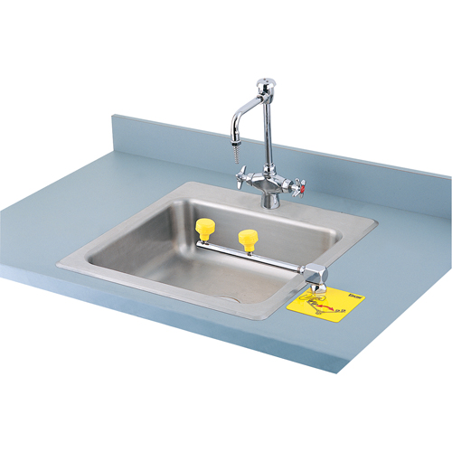 Poste de douche oculaire Swing-Away, Installation Montage sur comptoir Rideout Tool & Machine Inc.