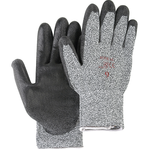 Gants de tricot poivre & sel avec rev&ecirc;tement de paume noir, Taille Petit/7, Rev&ecirc;tement Polyur&eacute;thane, Enveloppe en PEHP, ANSI/ISEA 105 niveau 2 Rideout Tool & Machine Inc.
