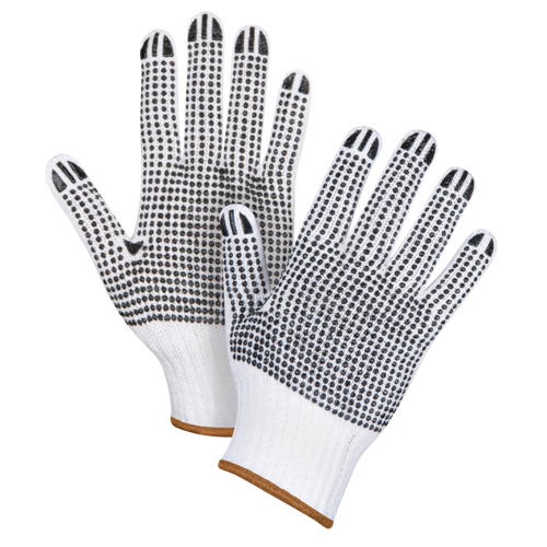 Gants tricot&eacute;s deux c&ocirc;t&eacute;s &agrave; pois, Poly/coton, Deux c&ocirc;t&eacute;s, Calibre 7, Grand Rideout Tool & Machine Inc.