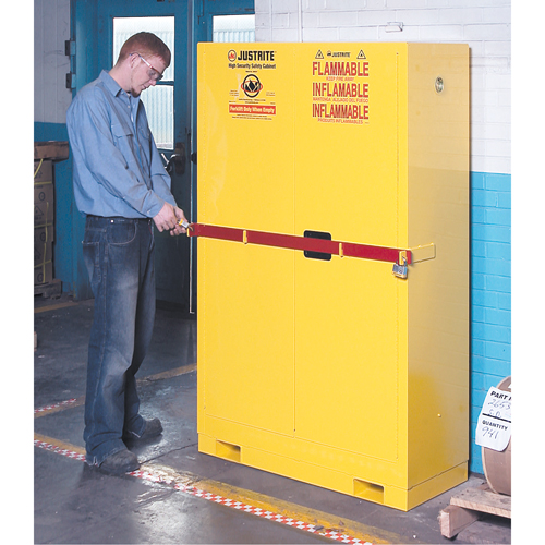 High Security Flammables Safety Cabinet with Steel Bar, 45 gal., 2 Shelves Rideout Tool & Machine Inc.
