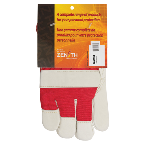 Gants d'ajusteur rouge & blanc doubl&eacute;s pour l'hiver de premi&egrave;re qualit&eacute;, Grand, Paume en Cuir fleur de vache, Doublure en Boa Rideout Tool & Machine Inc.