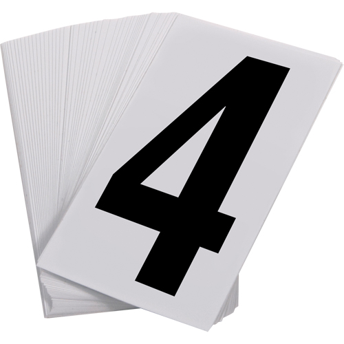 Num&eacute;ros autocollants, 4, 3-1/2" h, Noir sur blanc Rideout Tool & Machine Inc.