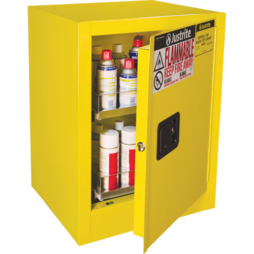 Sure-Grip&reg; EX Benchtop Flammable Safety Cabinet, 24 gal., 1 Door, 21" W x 27" H x 18" D Rideout Tool & Machine Inc.