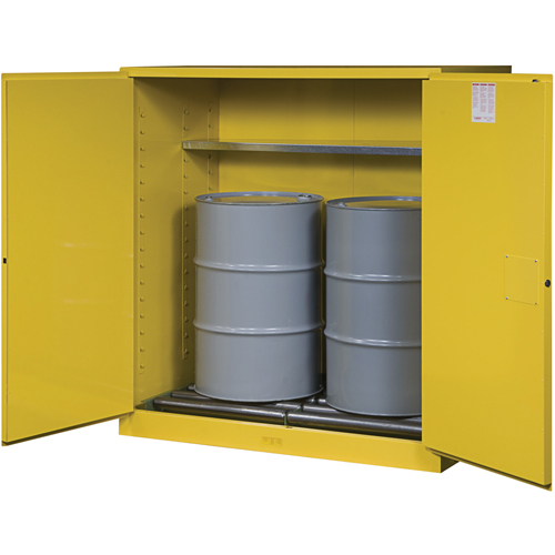 Sure-Grip&reg; EX Vertical Drum Storage Cabinets, 110 US gal. Cap., 2 Drums, Yellow Rideout Tool & Machine Inc.