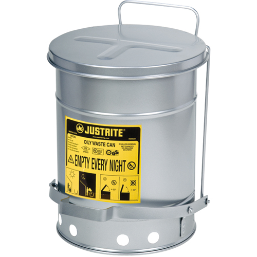 Oily Waste Cans, FM Approved/UL Listed, 6 US Gal., Silver Rideout Tool & Machine Inc.