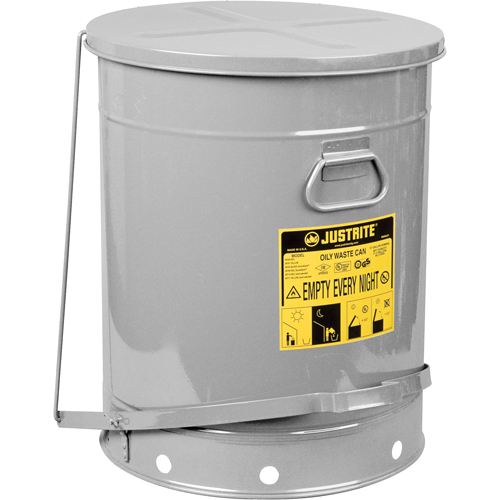 Oily Waste Cans, FM Approved/UL Listed, 21 US gal., Silver Rideout Tool & Machine Inc.