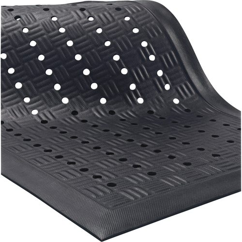 Tapis Cushion Station, &agrave; fentes, 3-1/5' x 5-3/10' x 9/16", Noir, Nitrile Rideout Tool & Machine Inc.