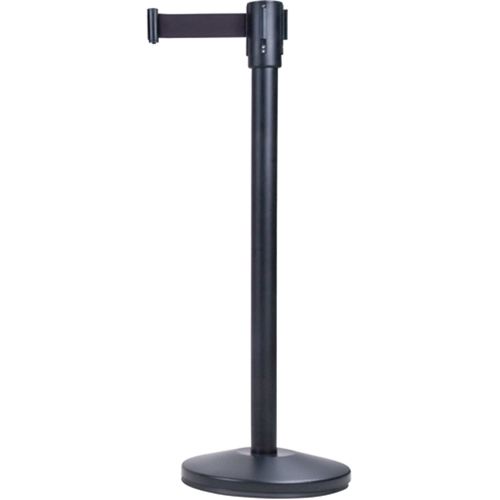 Barri&egrave;res sur pieds pour le contr&ocirc;le des foules, Acier, 35" h, Ruban Noir, Longueur du ruban 7' Rideout Tool & Machine Inc.