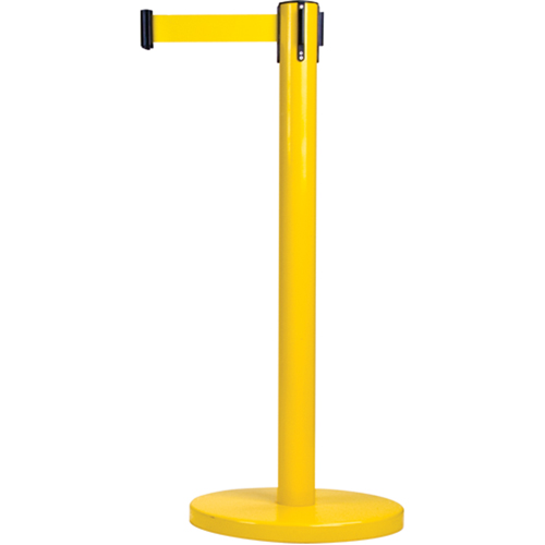 Barri&egrave;res sur pieds pour le contr&ocirc;le des foules, Acier, 35" h, Ruban Jaune, Longueur du ruban 7' Rideout Tool & Machine Inc.
