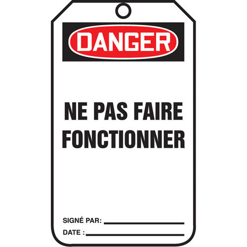&eacute;tiquettes de verrouillage, Papier cartonn&eacute;, 3-1/8" la x 5-7/8" h, Français Rideout Tool & Machine Inc.