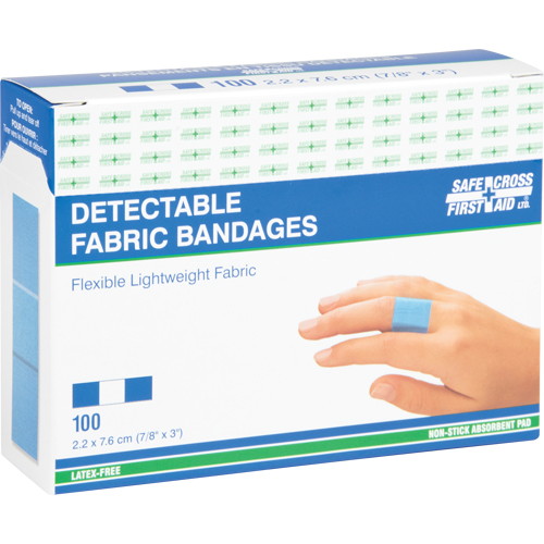 Bandages, Rectangulaire/carr&eacute;e, 3", Tissu d&eacute;tectable, St&eacute;rile Rideout Tool & Machine Inc.