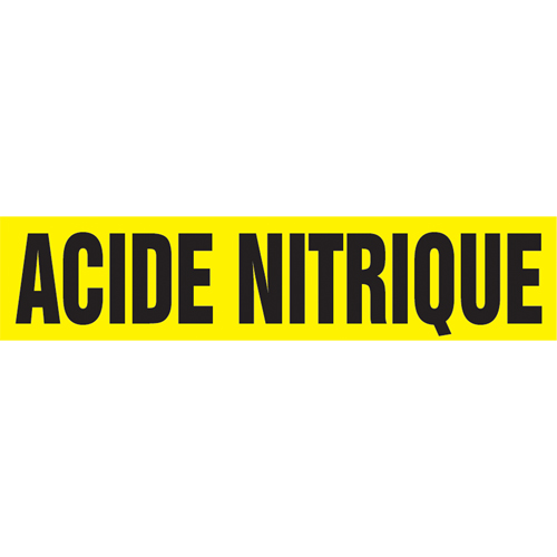 Marqueur de tuyau "Acid Nitrique", Autocollant, 4" h x 24" la, Noir sur jaune Rideout Tool & Machine Inc.