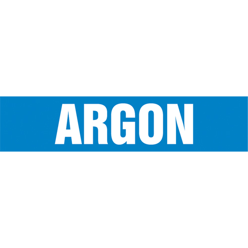 "Argon" Pipe Marker, Self-Adhesive, 4" H x 24" W, White on Blue Rideout Tool & Machine Inc.