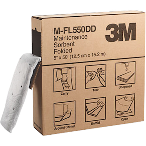 Folded Sorbents, 50' L x 5" W, 10.5 gal. Absorbancy Rideout Tool & Machine Inc.