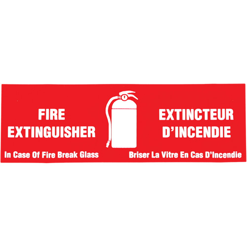 "Fire Extinguisher / Extincteur d'incendie" Label, 2" x 6", Vinyl, Bilingual with Pictogram Rideout Tool & Machine Inc.